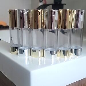 6 Airless Refillable Lotion Pumps in Gold/Silver